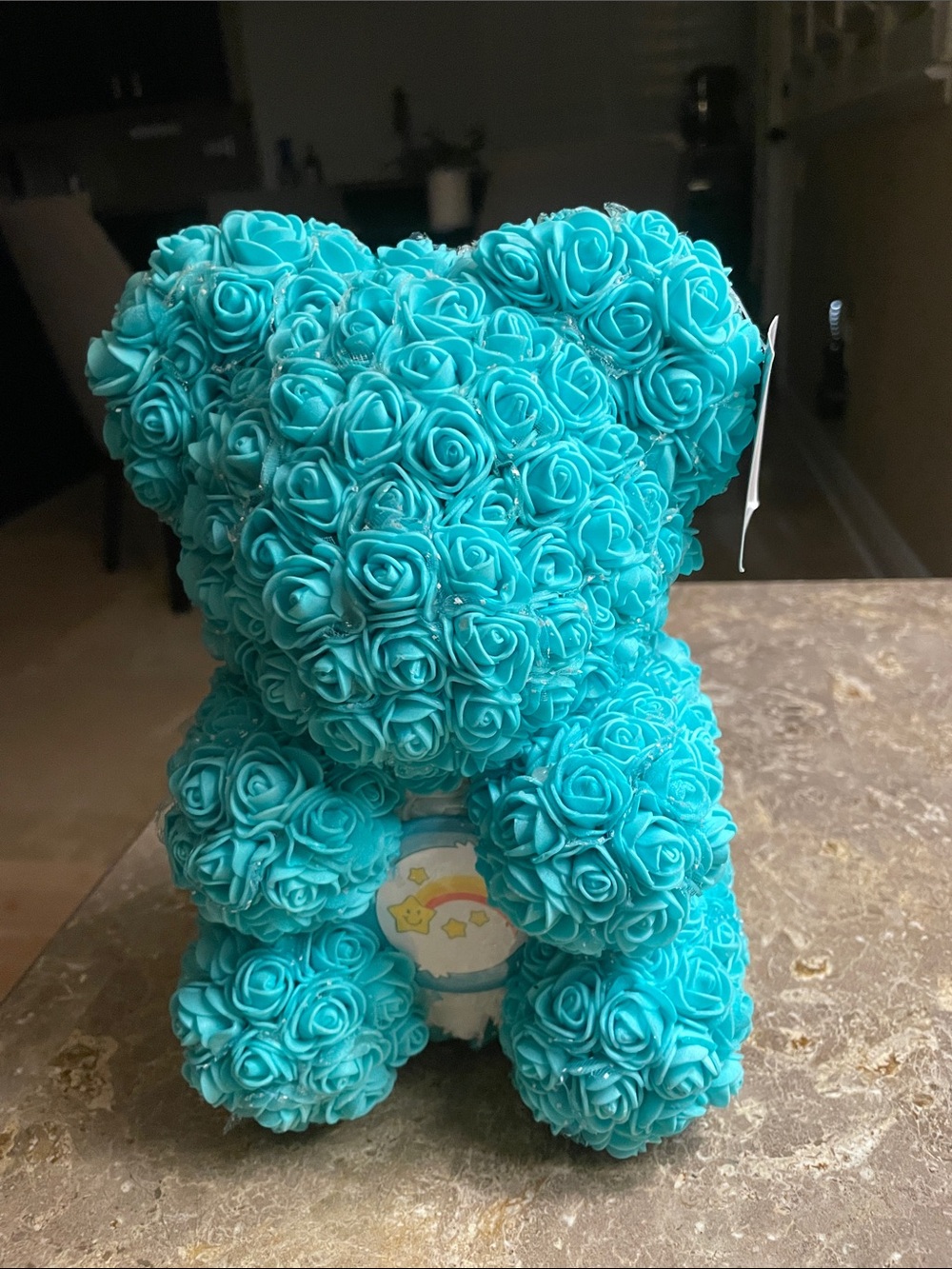 Handmade Turquoise Rose Teddy Bear with Center Pin